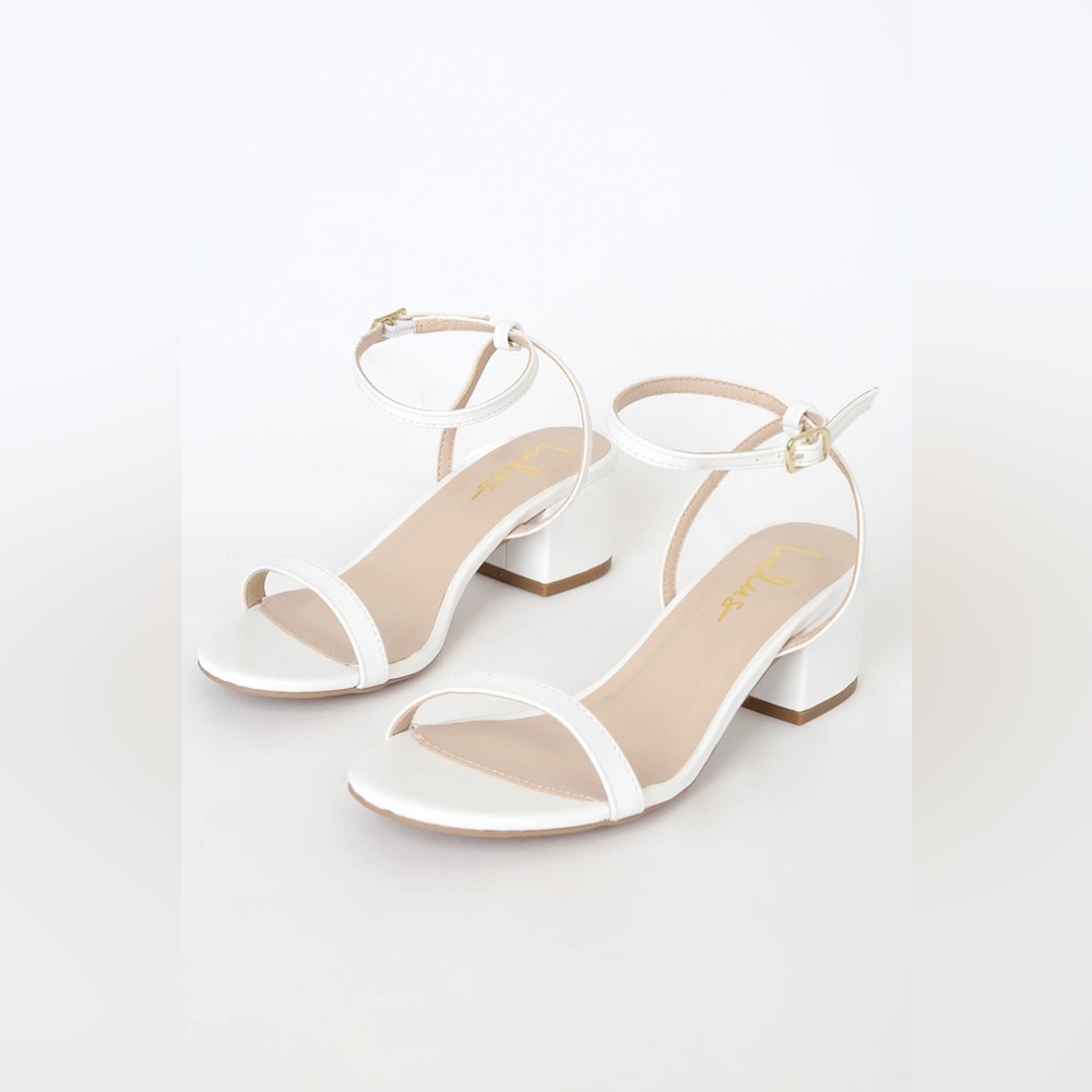 Lulu’s Julie White Ankle Strap Heels